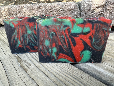 black, red and green swirl bar